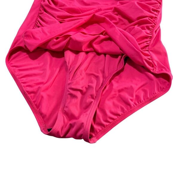 Fit 4 U Fit to Lift Women's Size 14 Pink Ruched One-Piece Swimsuit - Picture 7 of 9